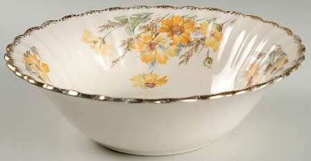 Yellow Daisy (Gold Trim) 9" Round Vegetable Bowl
