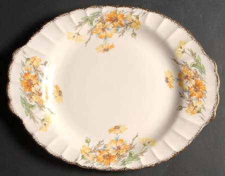 Yellow Daisy (Gold Trim) 13" Oval Serving Platter