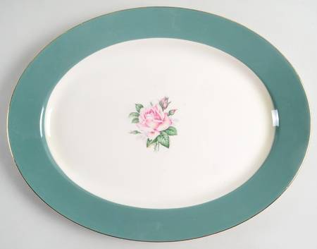Cameo (Rose Center) 15" Oval Serving Platter