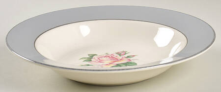 Gray Dawn (Pink Rose) Rim Soup Bowl