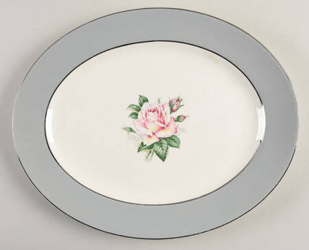 Gray Dawn (Pink Rose) 11" Oval Serving Platter