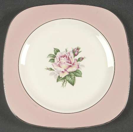 Pink Rose Square Salad Plate