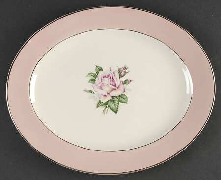 Pink Rose 11" Oval Serving Platter