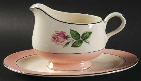 Pink Rose Gravy Boat & Underplate/Relish