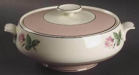 Pink Rose Round Covered Vegetable