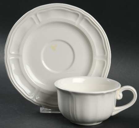 Colonial White Flat Cup & Saucer Set