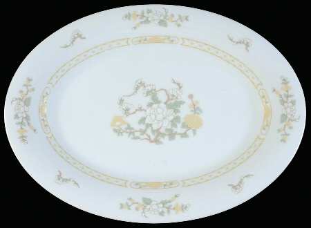 Jade Tree (Gold Trim) 14" Oval Serving Platter