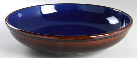 Yo Han Cobalt Blue and Mahogany 14" Large Salad Serving Bowl