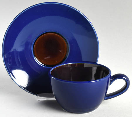 Yo Han Cobalt Blue and Mahogany Flat Cup & Saucer Set