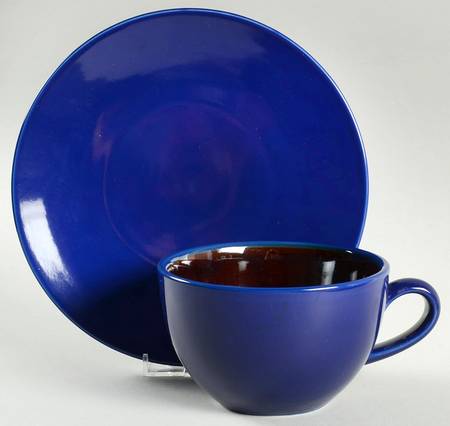 Yo Han Cobalt Blue and Mahogany Cafe Au Lait Cup & Saucer Set