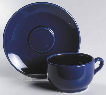 Yo Han Cobalt Blue and Mahogany Flat Demitasse Cup & Saucer Set