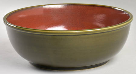 Yo Han Olive Green and Mahogany 10" Large Salad Serving Bowl