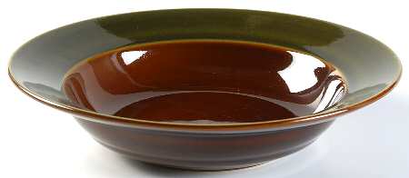 Yo Han Olive Green and Mahogany Large Rim Soup Bowl