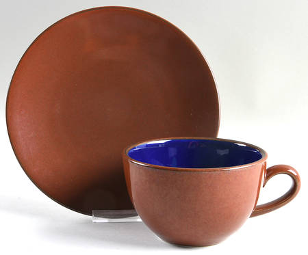 Yo Han Rust Cobalt Blue Cafe Au Lait Cup & Saucer Set