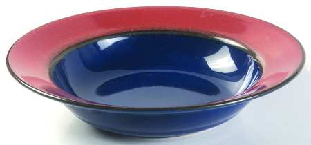 Yo Han Rust Cobalt Blue Large Rim Soup Bowl