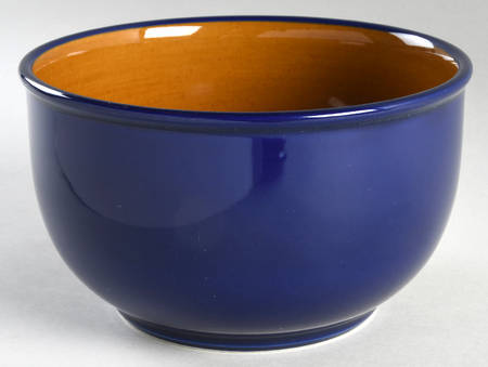 Yo Han Wheat Brown Cobalt Blue 8" Round Vegetable Bowl