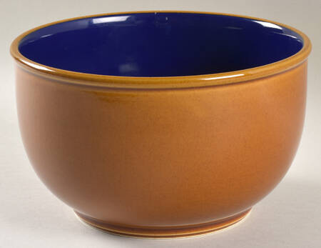 Yo Han Wheat Brown Cobalt Blue 8" Round Vegetable Bowl