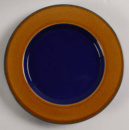 Yo Han Wheat Brown Cobalt Blue Luncheon Plate