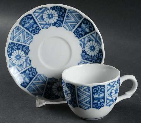 Blue Imari (L & M) Flat Demitasse Cup & Saucer Set