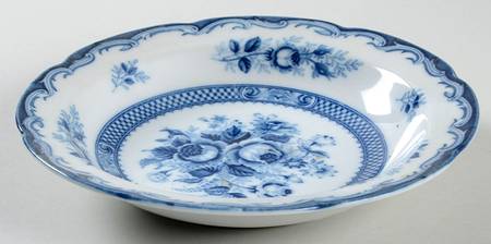 Blue Rose Rim Soup Bowl