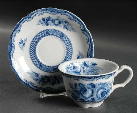 Blue Rose Flat Cup & Saucer Set