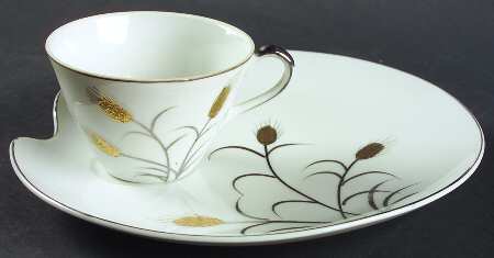 Gold & Silver Wheat (Lm) Snack Plate & Cup Set