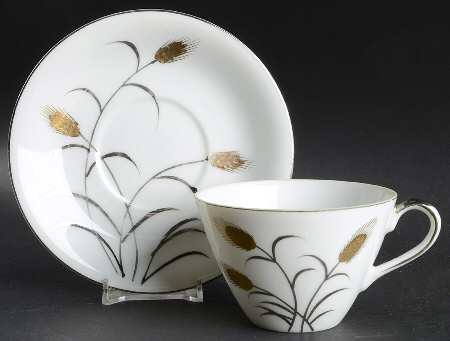 Gold & Silver Wheat (Lm) Flat Cup & Saucer Set