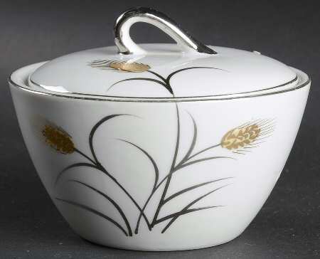 Gold & Silver Wheat (Lm) Sugar Bowl & Lid