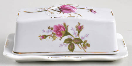 Pompadour Rose (Gold Trim) 1/4 Lb Covered Butter