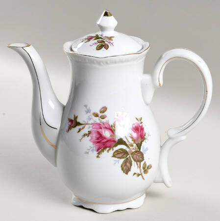 Pompadour Rose (Gold Trim) Small Coffee Pot & Lid