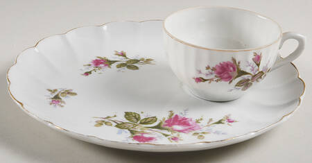 Pompadour Rose (Gold Trim) Snack Plate & Cup Set