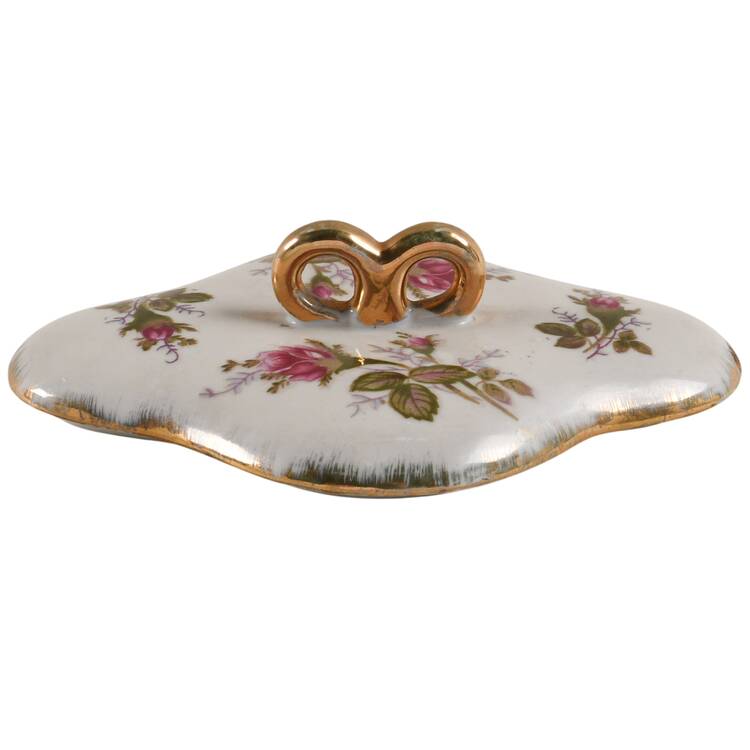 Pompadour Rose (Gold Trim) Lid for Trinket Box