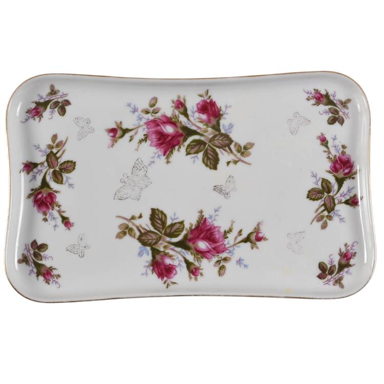 Pompadour Rose (Gold Trim) Dresser Tray