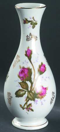 Pompadour Rose (Gold Trim) 8" Vase