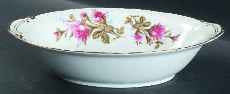 Pompadour Rose (Gold Trim) 10" Oval Vegetable Bowl