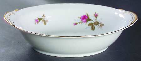 Pompadour Rose (Gold Trim) 10" Oval Vegetable Bowl