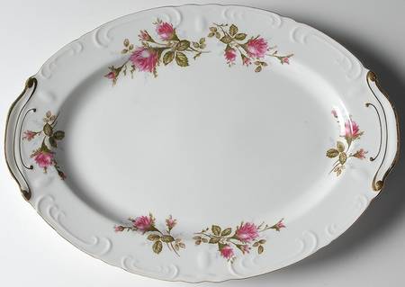 Pompadour Rose (Gold Trim) 15" Oval Serving Platter