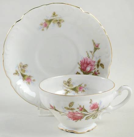 Pompadour Rose (Gold Trim) Footed Cup & Saucer Set