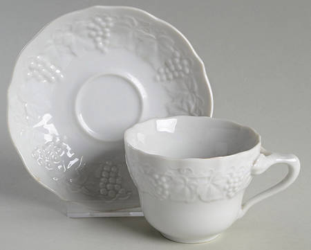 White Champagne Flat Cup & Saucer Set