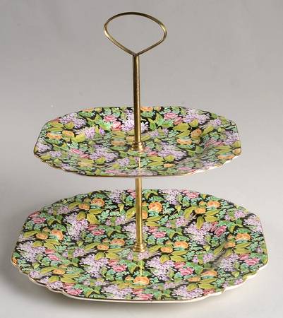 Black Beauty 2 Tiered Serving Tray (Dinner & Salad Plate)