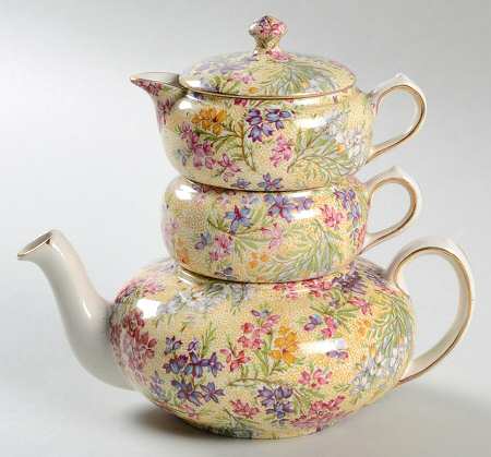 Heather Mini Tea Pot, Creamer, Sugar Stacking Set