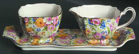 Marigold Creamer & Open Sugar with Tray
