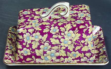 Royal Brocade Cheese Dish with Lid (Wedge)