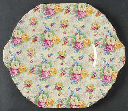 Rose Time Square Handled Cake Plate