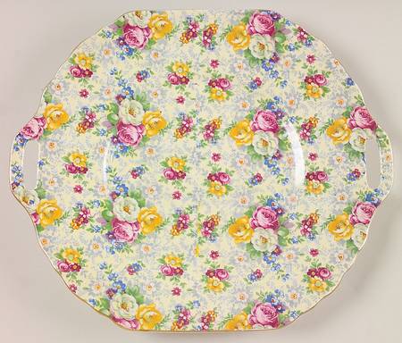 Rose Time Square Handled Cake Plate