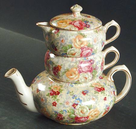 Rose Time Mini Teapot Stacking Set (Creamer, Sugar)