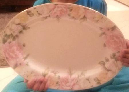 Antique Rose 14" Oval Serving Platter