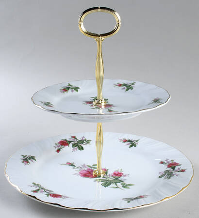 Victorian Rose 6 5/8"-10"  2 Tiered Serving Tray (Dp, Sp) HC