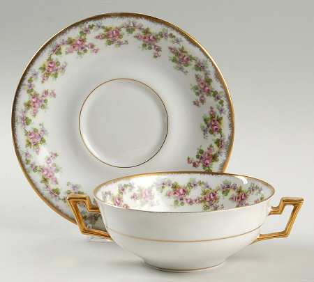 Bridal Wreath Flat Cream Soup Bowl & Saucer Set