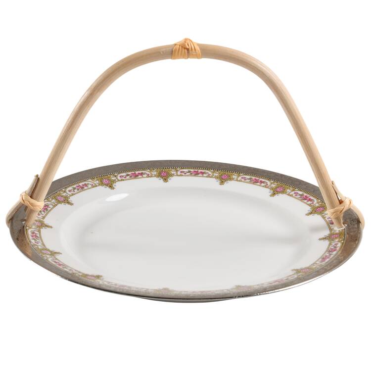 LNT10 5 3/8"-5 5/8" Bamboo Handled Serving Plate  HC